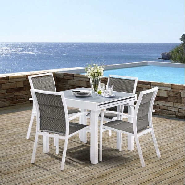 Trädgårdsmöbel Set Modulo T 4 / 8 + F 4 Full Glass Vit Wilsa Garden