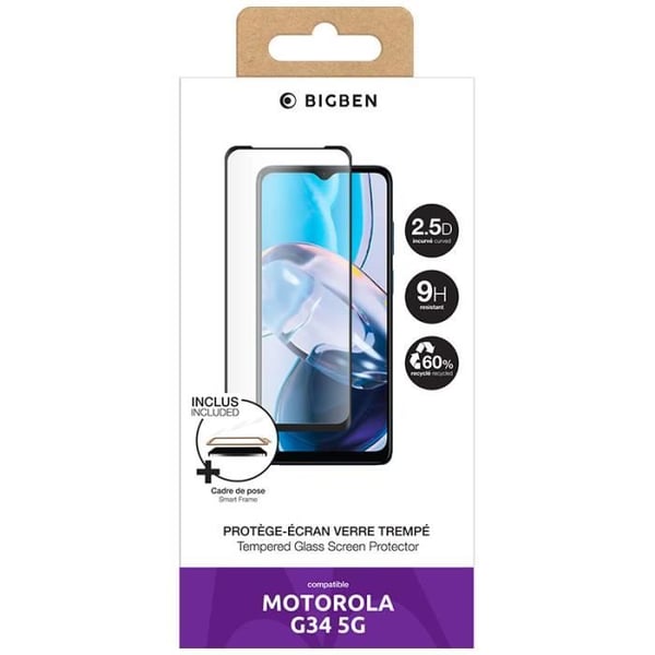 Skärmskydd - BIGBEN CONNECTED - Moto G34 5G - Härdat glas - Reptåligt - Transparent