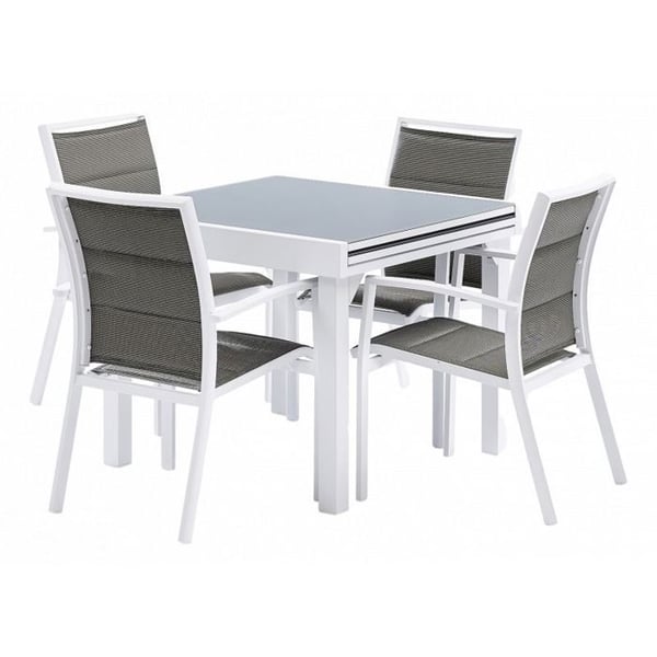 Trädgårdsmöbel Set Modulo T 4 / 8 + F 4 Full Glass Vit Wilsa Garden