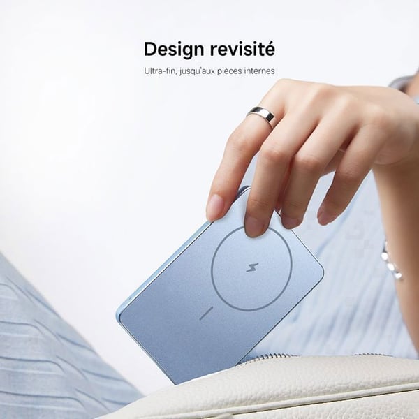 XIAOMI Super Slim Magnetisk Ekstern Batteri 5000mAh | 8,7mm tynd, MagSafe 15W trådløs, 22,5W USB-C - Lilla