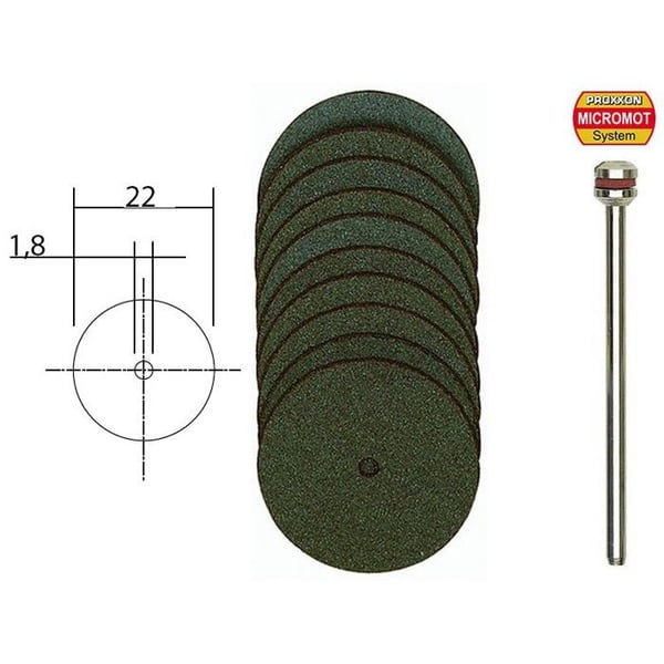 Skivset för kapning - PROXXON - 28810 - Korund - Ø22/38 mm tj.0,7 - 11 delar