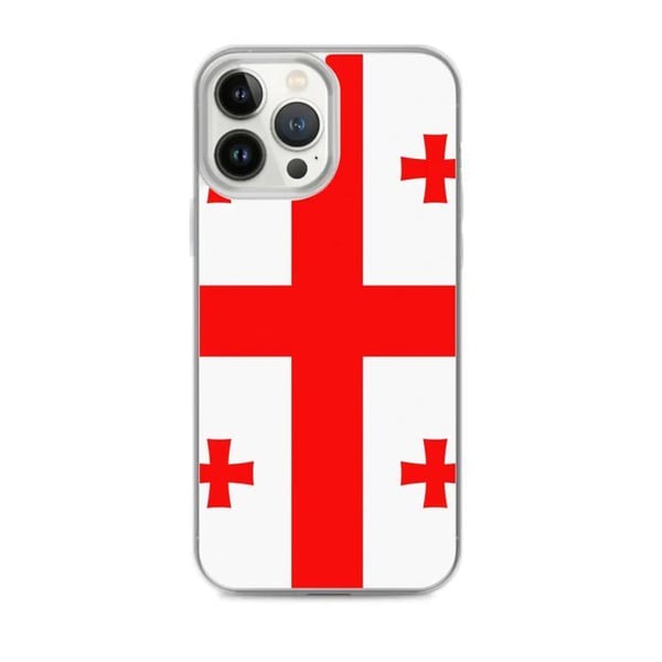 Mobilskal – Georgiens flagga – Kompatibel med iPhone 13 Pro Max – Mjuk lösning – Slitstark och stötresistent - Silikon - Pixelforma