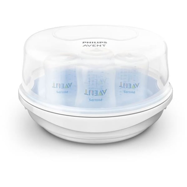 Mikrovågsugnsterilisator - PHILIPS AVENT - Snabb ånga - Blå/Vit - Steriliserar på 2 min - Kompakt design