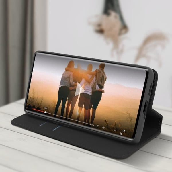 Fodral folio - AVIZAR - Oppo Reno 4 Pro - Ekoskinn - Stödfunktion - Svart