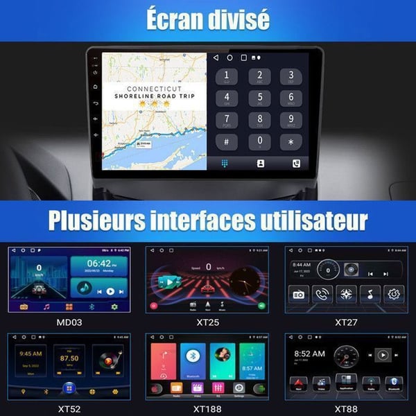 AWESAFE Autoradio Android 13 för Peugeot 3008 (2009-2016) med 1Go+32Go 9'' Pekskärm GPS Bluetooth FM SD RDS