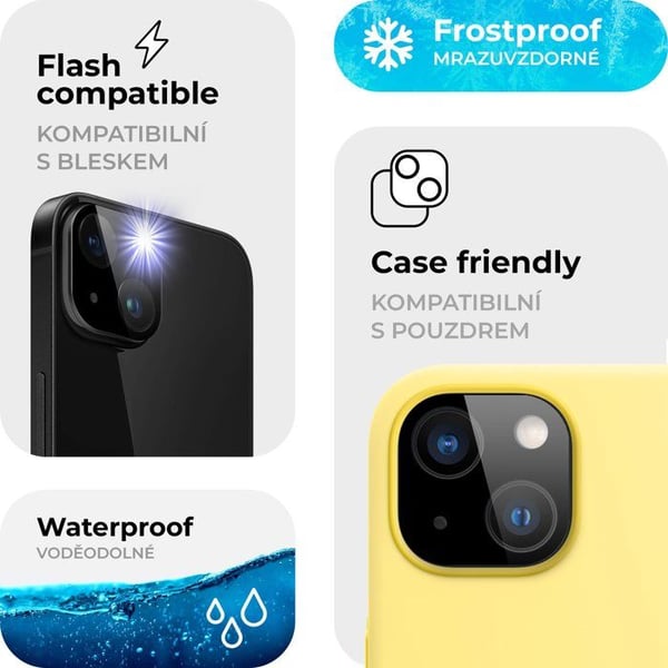 Skydd av härdat glas för kameraglaset på iPhone 13 (med klibbigt lager för att avvisa damm)