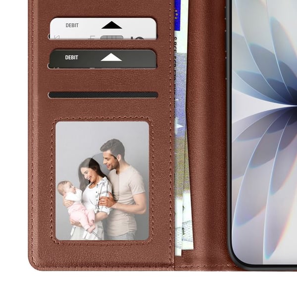 Plånboksfodral för iPhone 17 i Premium Läder med Ställfunktion Brun