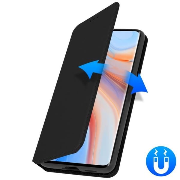 Fodral folio - AVIZAR - Oppo Reno 4 Pro - Ekoskinn - Stödfunktion - Svart