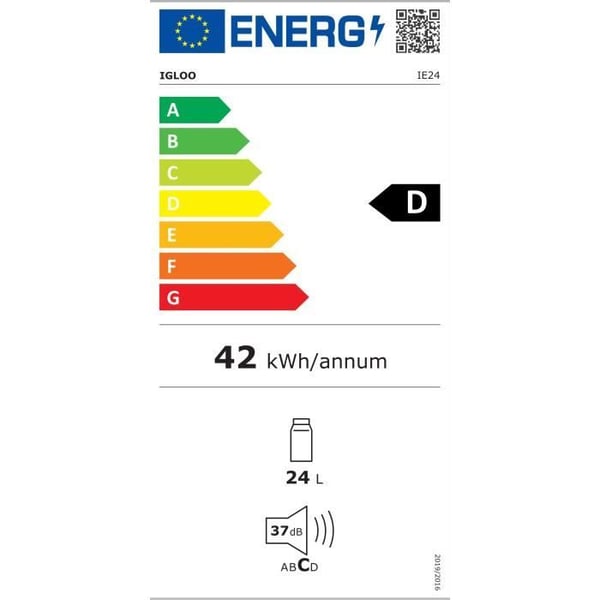 Elkøleskab - IGLOO IE24 - 12 V - 230 V - 24 L