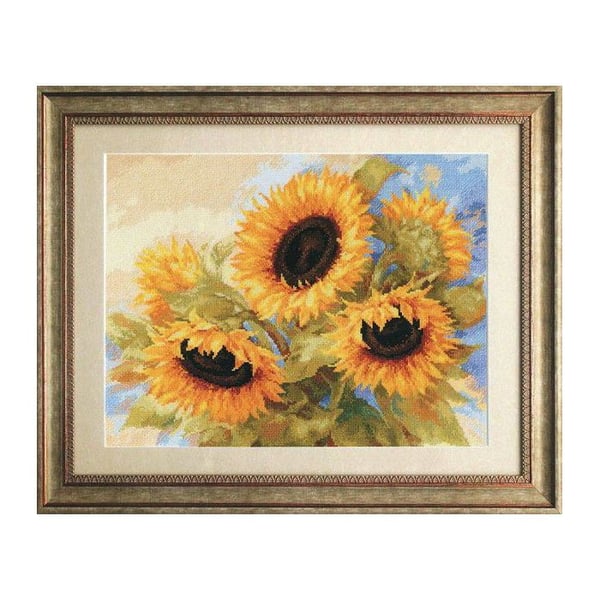 Korsstygnsset Alisa Solrosdrömmar – 40 x 30 cm, Aïda 14ct, 32 färger