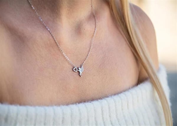 Collier - AGATO - AGT-N019W - Silver 925 - Cherub-pendant - Justerbar längd 42 cm