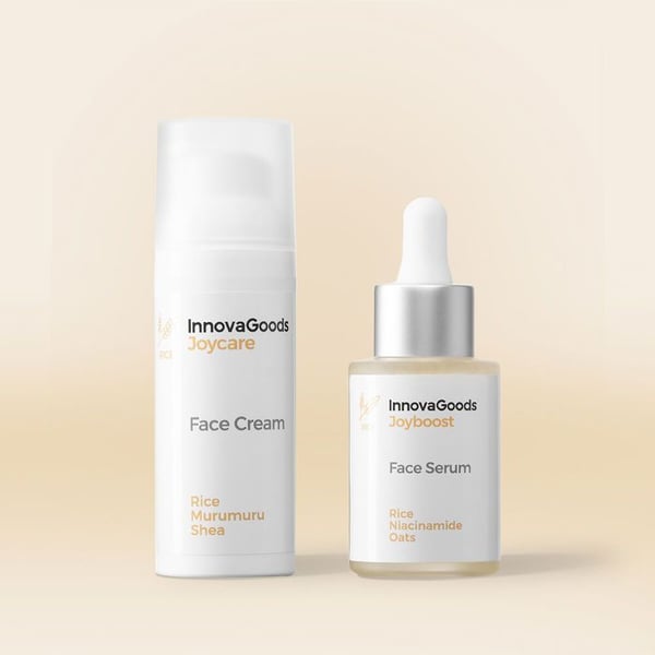 Set med kosmetik - INNOVAGOODS - Dubbelpaket för ansiktsåterfuktning - Vegansk - Serum 30 ml - Kräm 50 ml