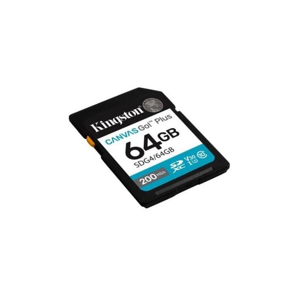 SD-kort Kingston Canvas Go! Plus 64GB Klass 10 UHS-I U3 V30 200MB/s Svart