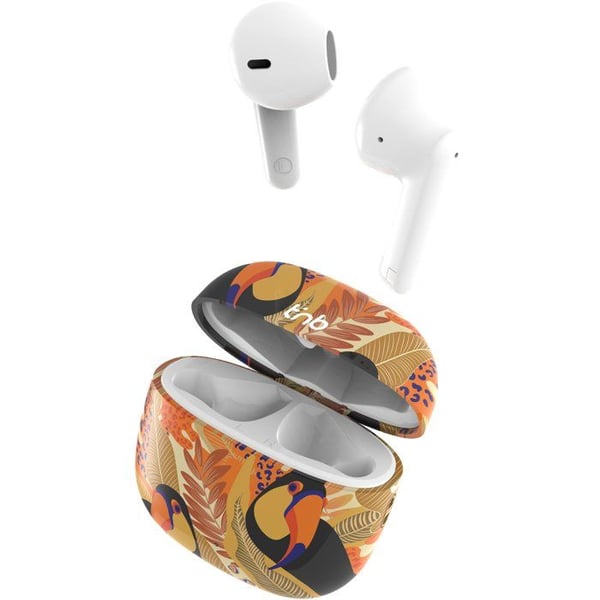 Trådlösa hörlurar - T'nb - Exklusiv' - TOUCAN - Laddningsfodral ingår - Bluetooth - Batteritid 12h - Gul/orange