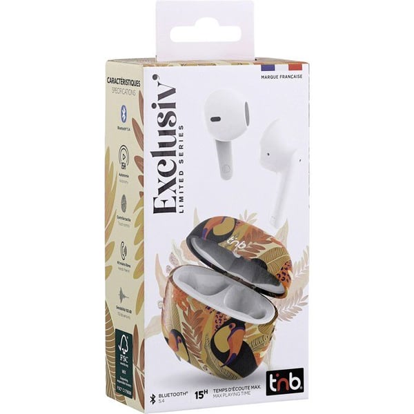 Trådlösa hörlurar - T'nb - Exklusiv' - TOUCAN - Laddningsfodral ingår - Bluetooth - Batteritid 12h - Gul/orange