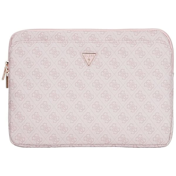 Housse Guess 4G zippad med triangulärt logo för bärbar dator 14" (rosa)