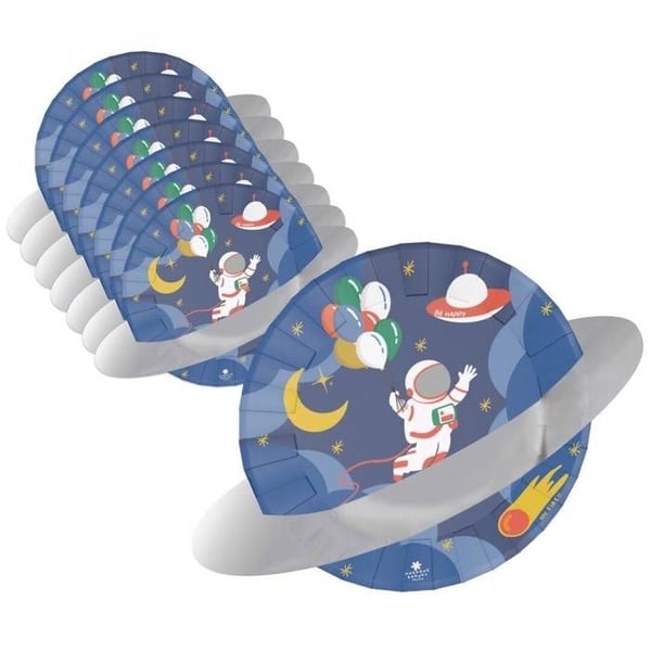 Tallrik - PTIT CLOWN - Set om 8 - Ø 23 cm - Rymdmotiv - Dagligt bruk