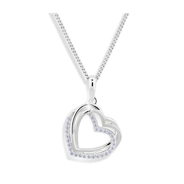 Collier hjärta med kubisk zirkonia M43059 (kedja, hänge)