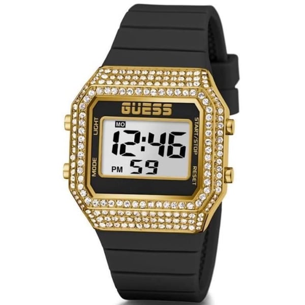 Klocka - Guess - Zoom GW0430L2 - Kvarn - Rostfritt stål - Svart silikonarmband