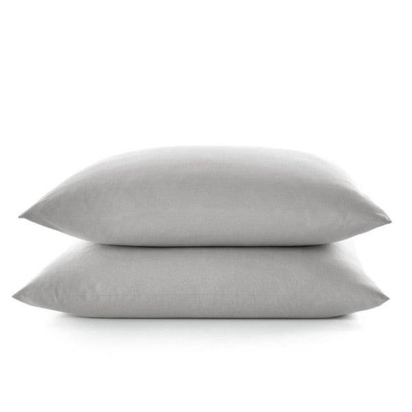 Set med 2 st "Drift" ren bomull färgade tvättade örngott 57 trådar/cm² alla storlekar - Ljusgrå - Örngott 63 x 63 cm x 2