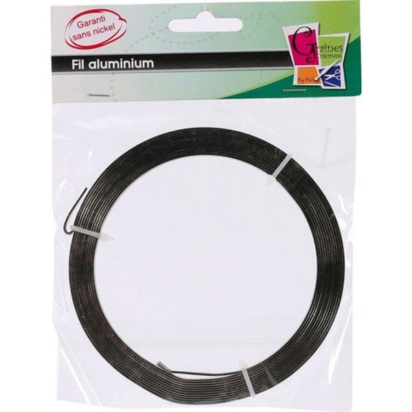 Graine Créative - Platt aluminiumtråd 5 x 1 mm 4 meter Svart