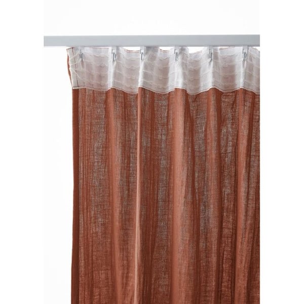 Set med 2 gardiner med rynkband "Gaïa" 140 x 240 cm "Kottongaze" Effekten av fjäril - Gaia Terracotta - 2 paneler 140 x 240 cm