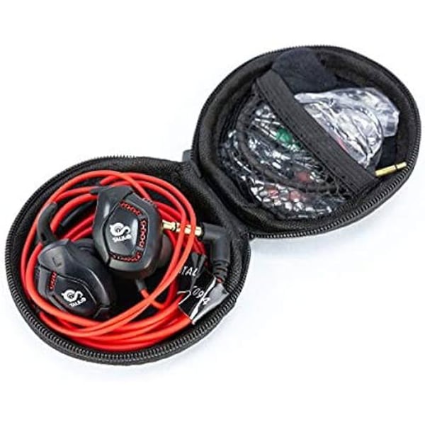 In-ear hörlurar - TALIUS - Rex Svart/Röd - Flexibel mikrofon - Volymkontroll - Transportfodral