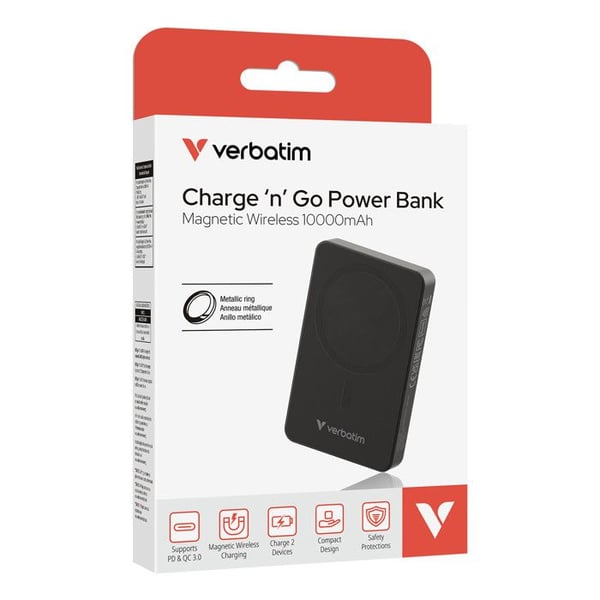 Power Bank - VERBATIM - 32227 - 10000 mAh - Svart - Trådlös