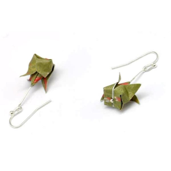 Cocotten - Örhängen i origami-papper Lotus Kaki