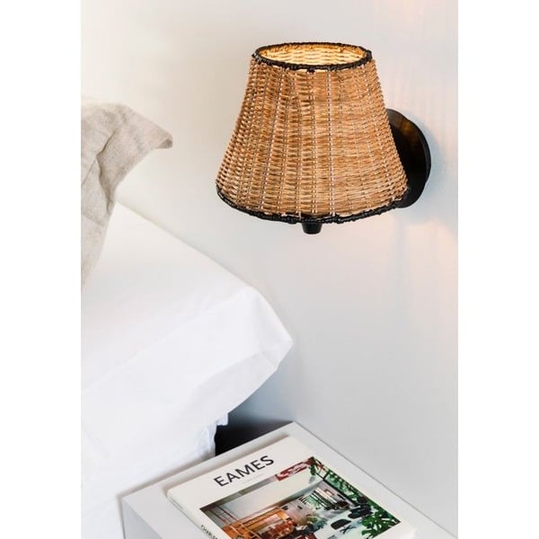 Væglampe - FARO - SUMBA - Sort rattan - E27 - 3000K - Moderne design
