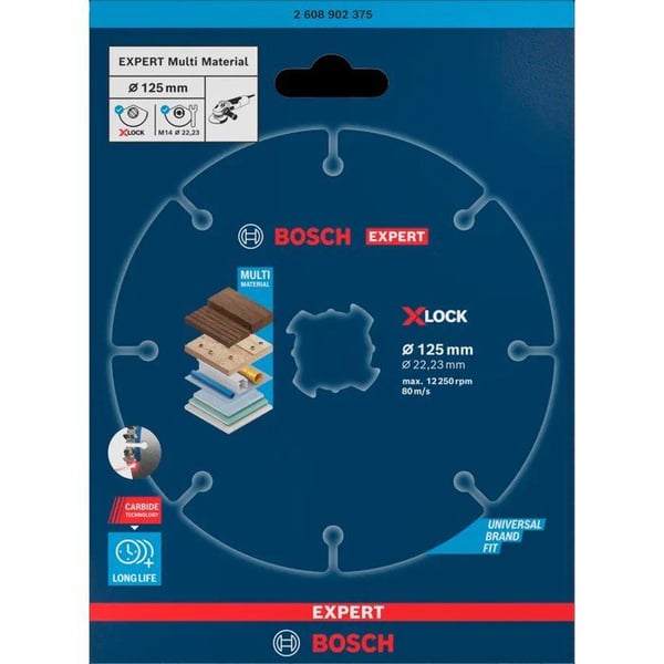 BOSCH PROFESSIONAL skärskiva - X-LOCK EXPERT Carbide Multi Wheel - 125 mm - För små vinkelslipar