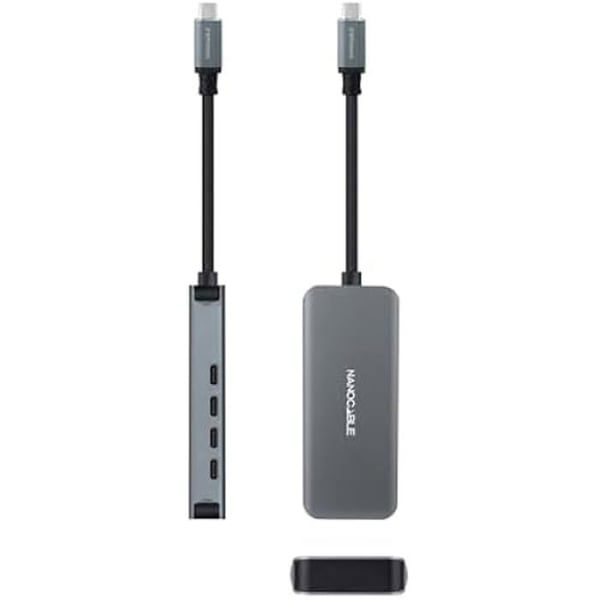 USB-C-hubb - NANO KABEL - 4 Ports USB-C Femele - Aluminium - 10 cm - Hög hastighet 5 Gbps