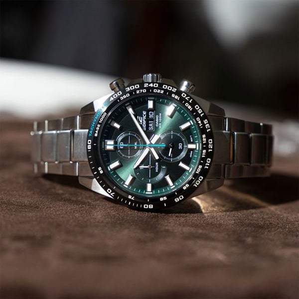 Klocka - CASIO - EDIFICE COLLECTION - Grön urtavla - Rostfritt stål - Vattentålighet 10 BAR