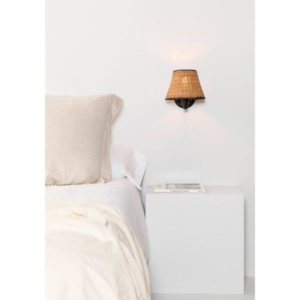 Væglampe - FARO - SUMBA - Sort rattan - E27 - 3000K - Moderne design