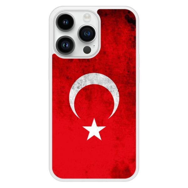 Silicone-förstärkt skyddsfodral tryckt kompatibelt med Apple iPhone 14 Pro Turkiets flagga