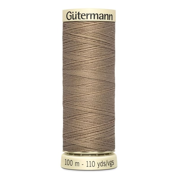 Set med 5 spolar 100m Tråd 100% polyester Gutermann Ref 788988 - Att 868 - mörkt vetefärg