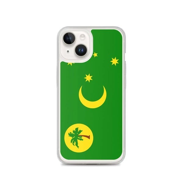 Telefonfodral – Cocosöarnas flagga – Kompatibel med iPhone 14 – Mjuk fodral – Slitstark och stötresistent - Silikon - Pixelforma