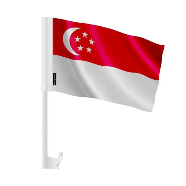 Bilflagga Singapore – 14 x 21 cm – Polyester Tyg – Fäste på Fönster – 20 stycken – Pixelforma