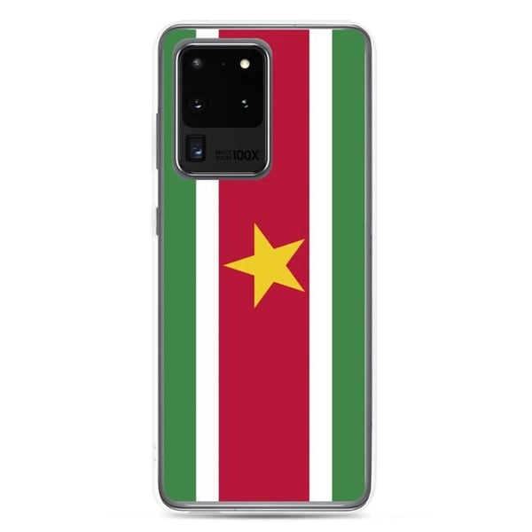 Mobilskal – Surinams flagga – Kompatibel med Samsung Galaxy S10 – Mjukt skal – Slitstarkt och stöttåligt – Pixelforma