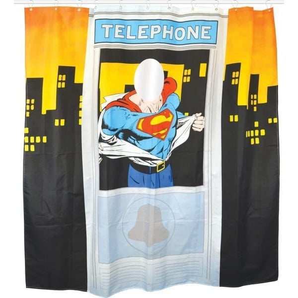 Duschdraperi - Superman - Telefonskiosk - 180 x 180 cm - Polyester - Barnstil Duschdraperi - Superman - Telefonskiosk - 180 x 180 cm - Polyester - Barnstil