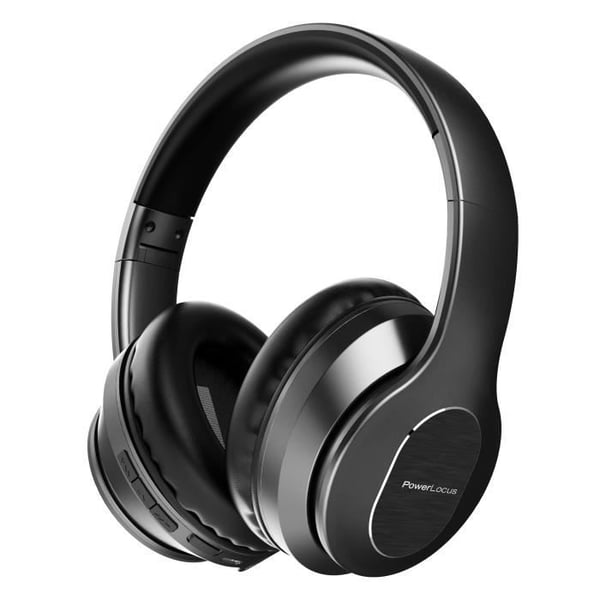 Bluetooth-hörlurar - POWERLOCUS - Lurar med mikrofon - Aktiv brusreducering - Svart - Fällbar