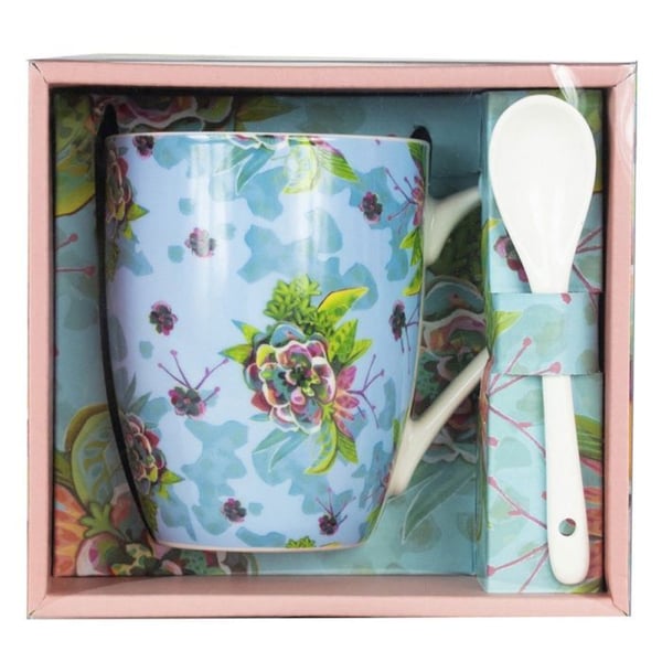 Mugg med sked Allen Designs - Blommor