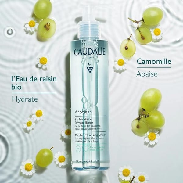 Micellært Vand Makeupfjerner - CAUDALIE - Vinoclean - 400ml - Vegansk - 98% Naturlige Ingredienser
