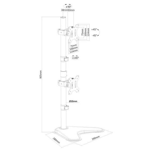 NEWSTAR Desktop Mount FPMA-D550DDVBLACK - För 2 LCD-skärmar - Svart - 10"-32"