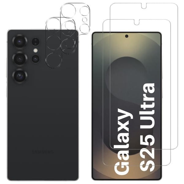 Härdat Glas för Samsung Galaxy S25 ULTRA och Kameraskydd [Pack 2] Skyddsglas Phonillico®