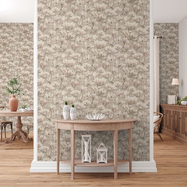 Florentinsk tapet Blommor M1-No.11286 Non-vävd Brun Rosa Tadessi 10,05 m x 0,53 m