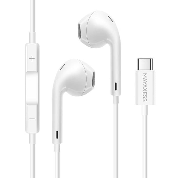 USB-C Trådlösa Hörlurar för iPhone 17 Air med inbyggd Mikrofon Mayaxess Vit