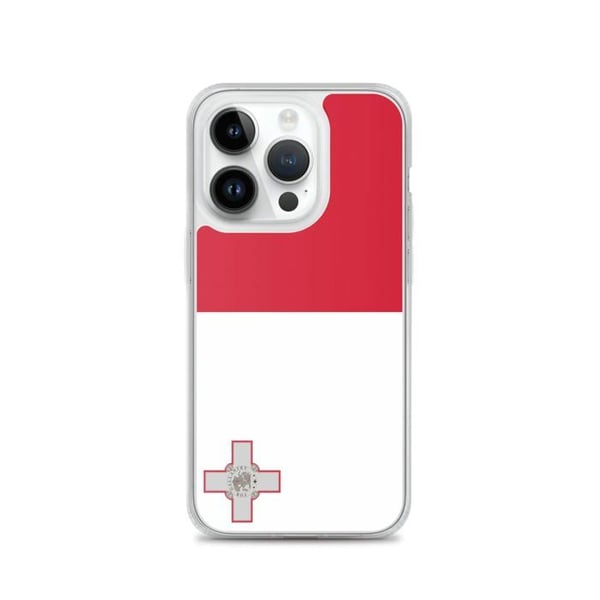 Mobilskal – Malta Flagga – Kompatibel med iPhone 14 Pro – Mjukt Fodral – Stöttålig och Slaglätt – Silikon – Pixelforma