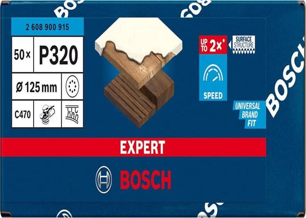 Slipmedel - Bosch Expert C470 - 125 mm - Korn 320 - Multi-hål