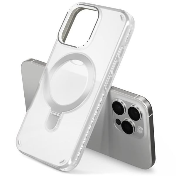 Coque MagSafe för iPhone 16 Pro Stöttålig med Fällbart Stöd Vit